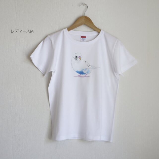 9999513【p-jet】★Tシャツ・女性用M/セキセイインコ 白ハルクイン