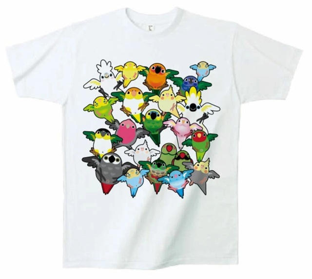 9999517【かんたろう】Tシャツ・女性用M/たくさんバード-A