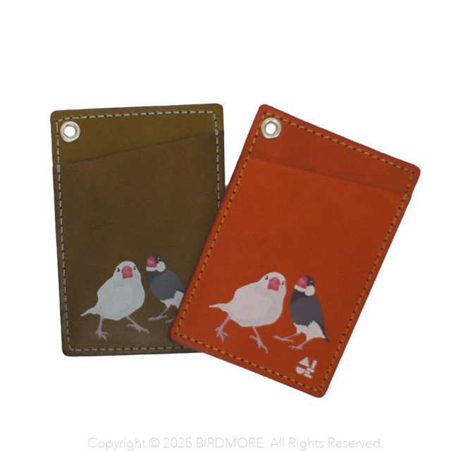 9999585【あいうえ堂】★パスケース / 文鳥・2羽