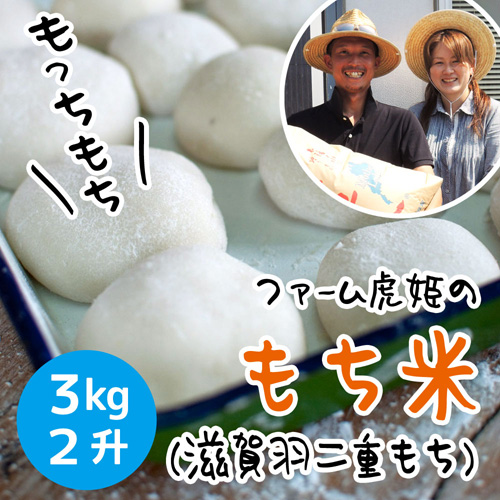 砂地田んぼのもち米 滋賀羽二重糯 3kg 2升 （白米/玄米） 【ファーム