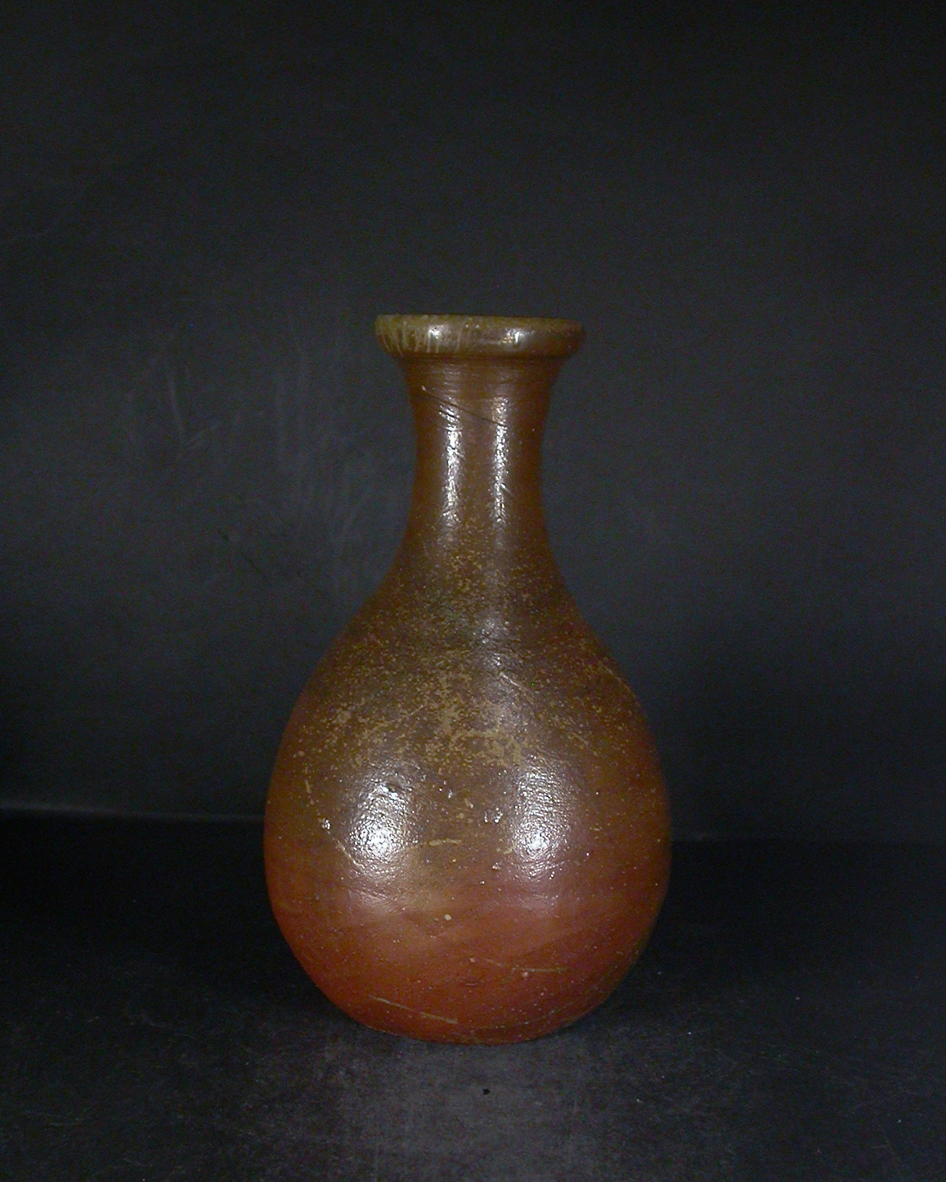 備前焼　登窯　備前焼物故作家　的野　求　黄ゴマ鶴首徳利花入１９