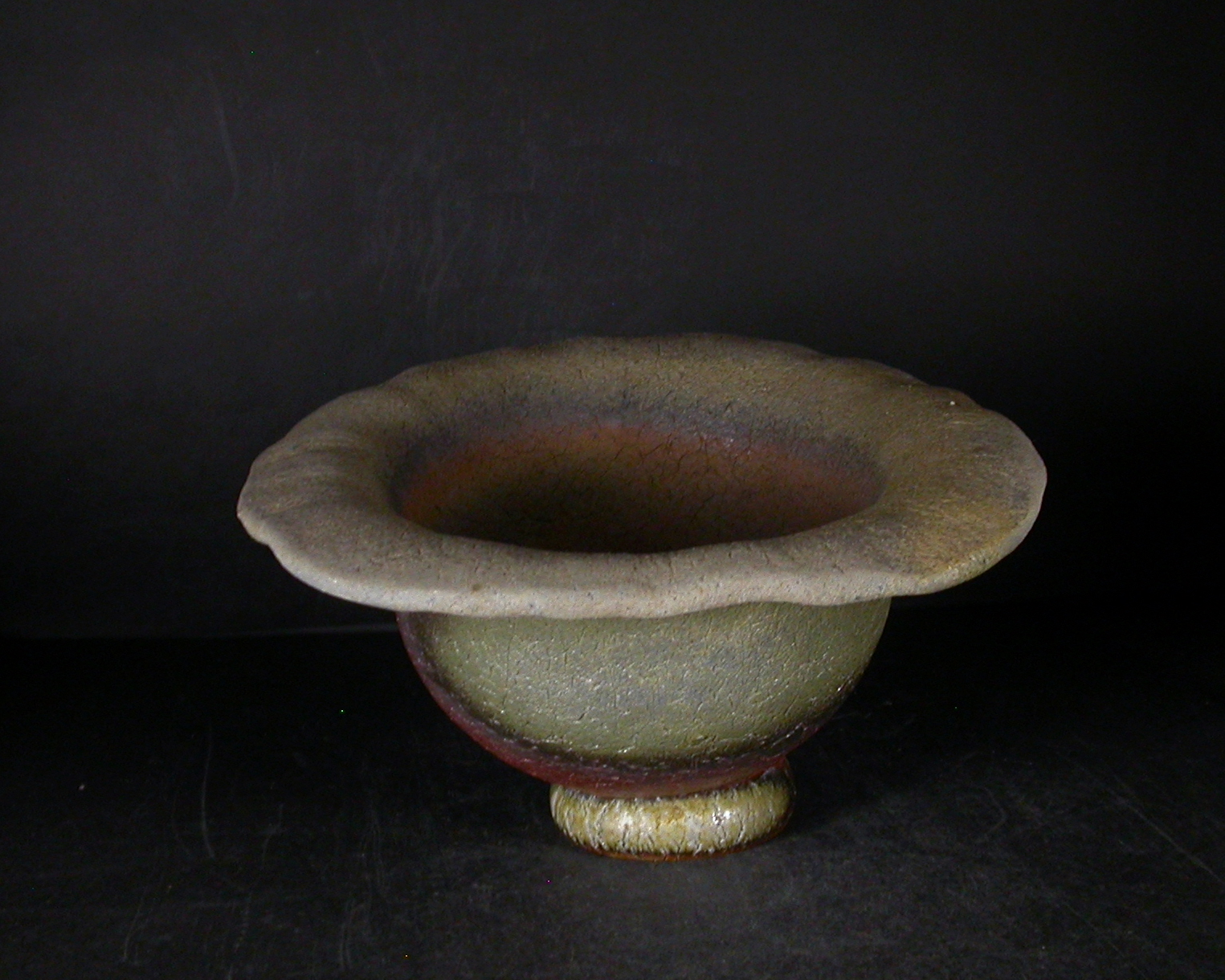 お買得　備前焼　登窯　備前焼物故作家　的野　求　窯変手捻り水盤・鉢４