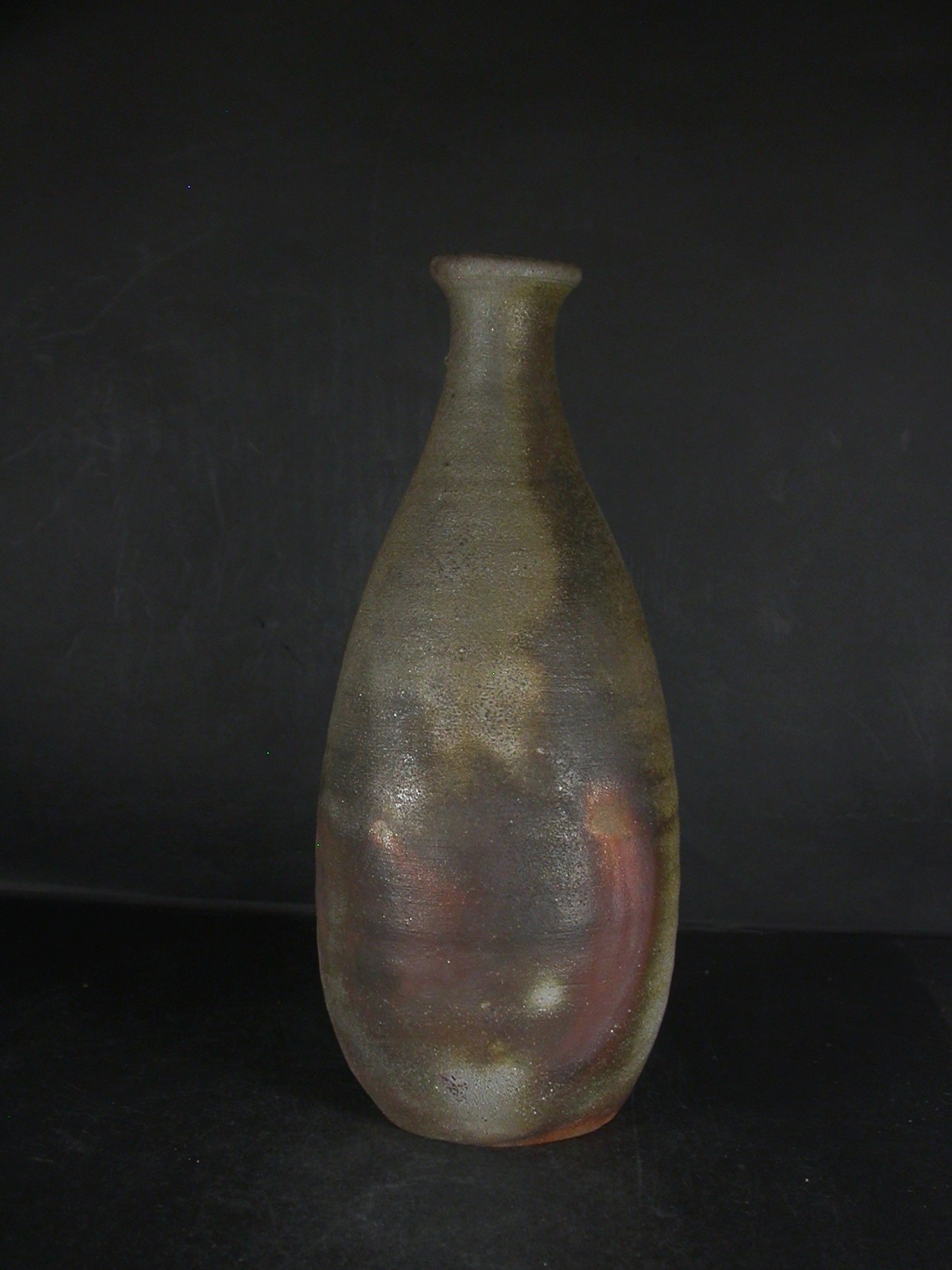 備前焼　登窯　備前焼物故作家　的野　求　窯変大徳利花入１