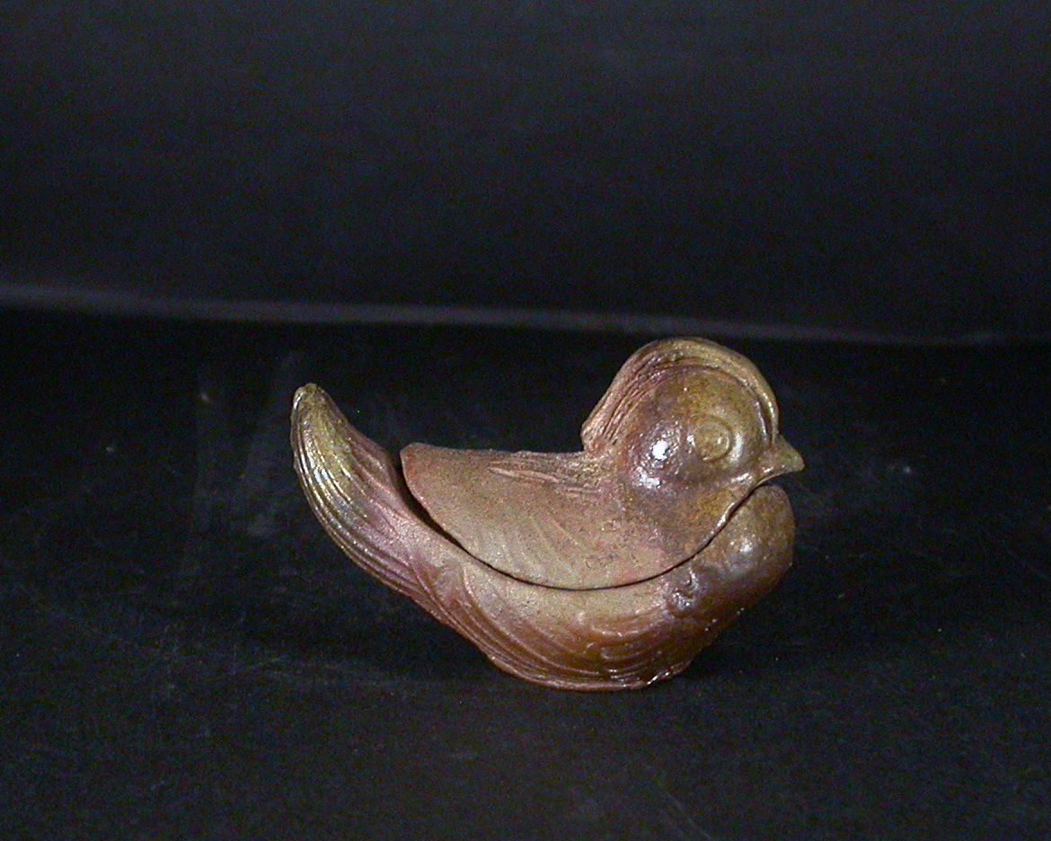 備前焼　登窯　備前市無形文化財　森　丁斎　黄ゴマおしどり香合１