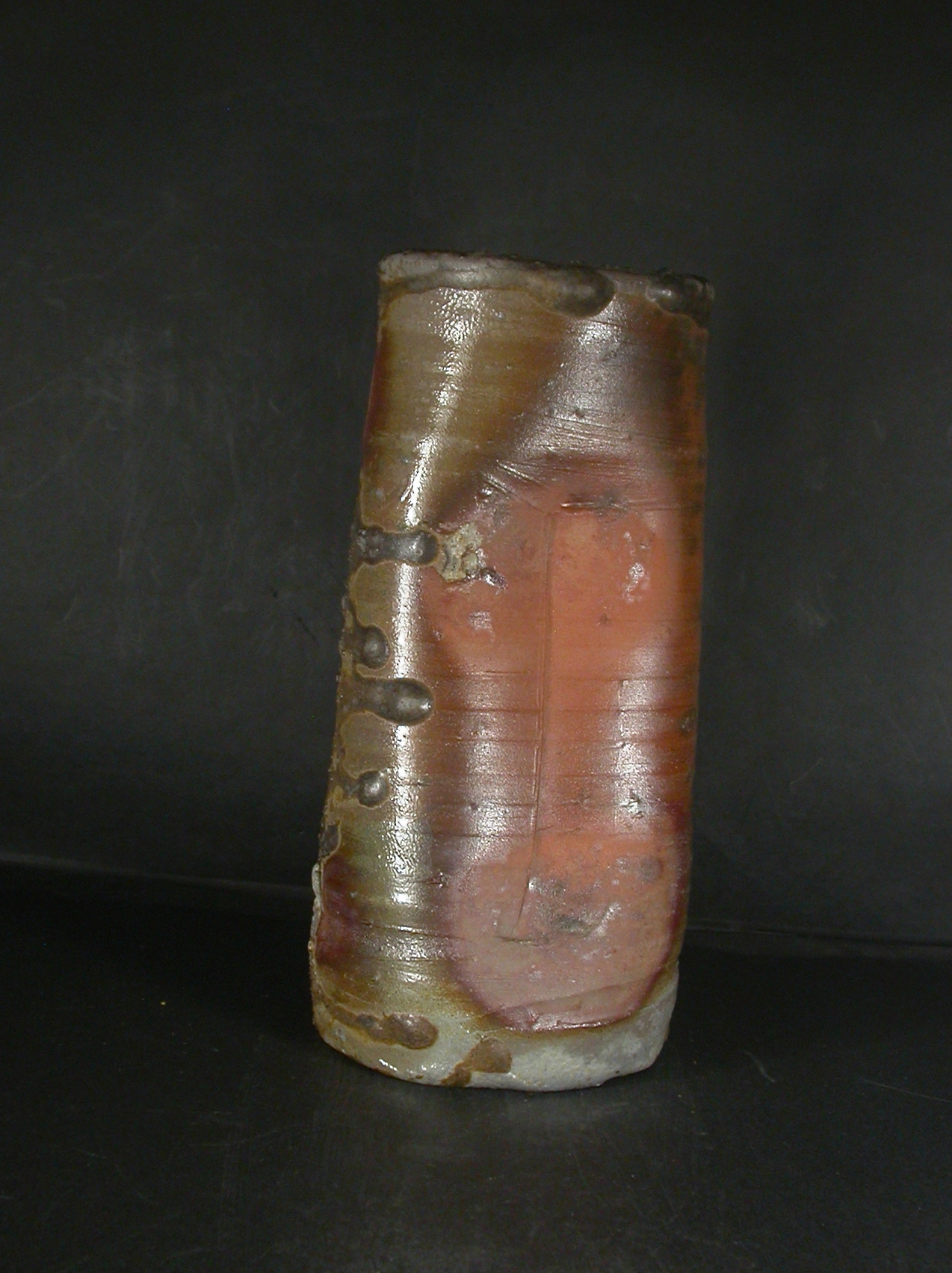 備前焼　登窯　備前焼物故作家　井上　武　共箱付き緋窯変花入２