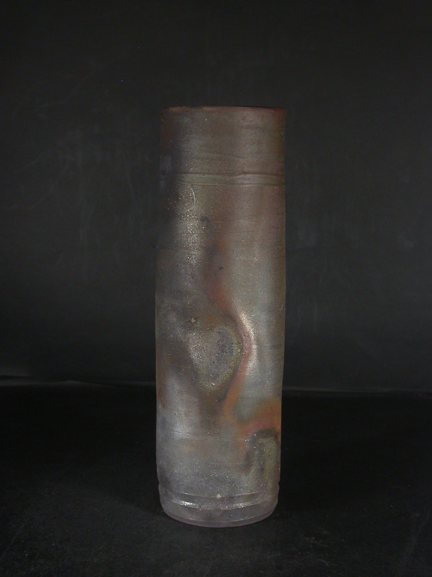 備前焼 登窯 備前焼窯元 南燦窯 平田 吉己 共箱付き銀彩・桟切筒花入2