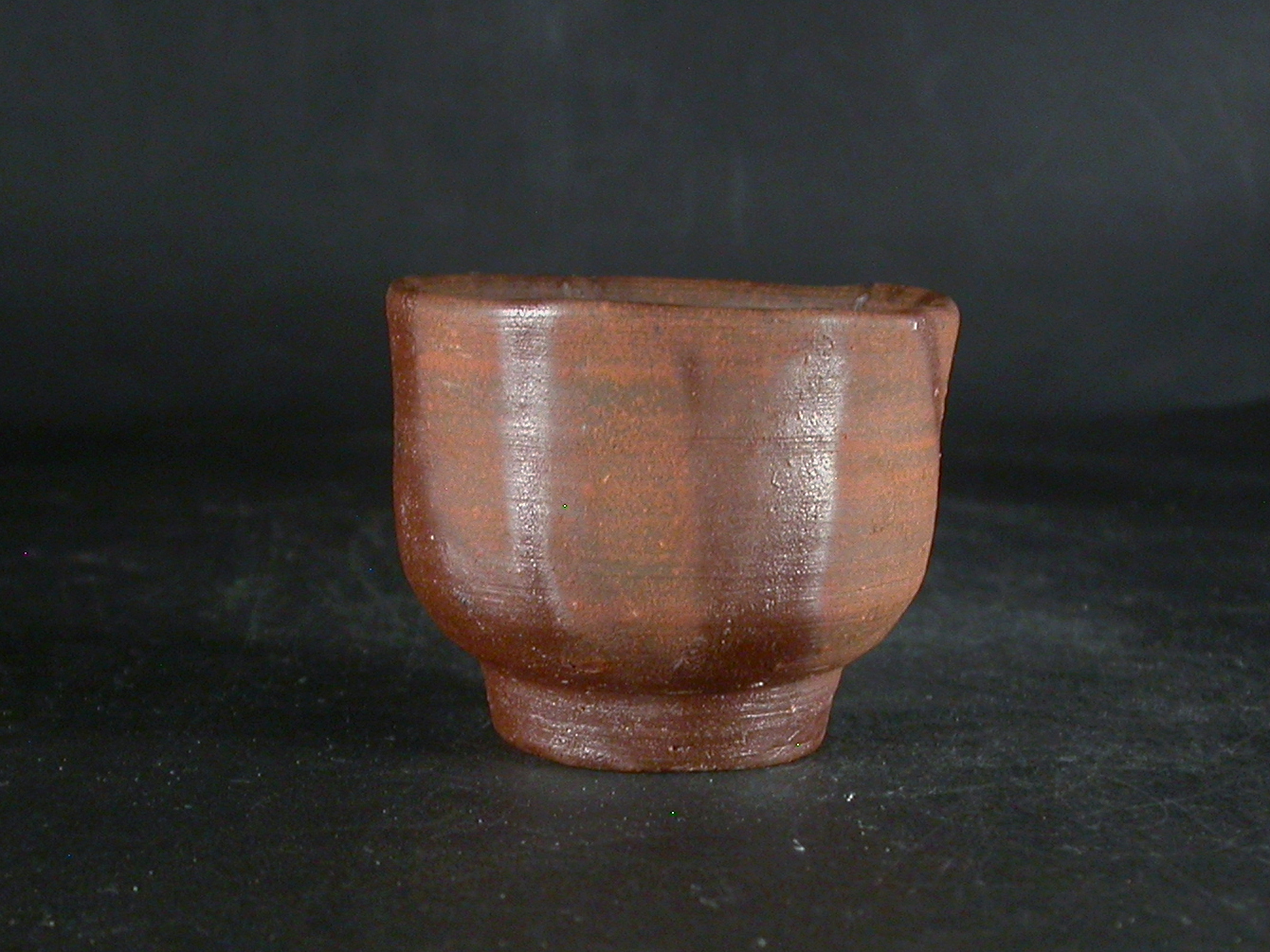 備前焼　登窯　備前市無形文化財　岡田　輝　共箱付き登窯の緋襷酒杯４