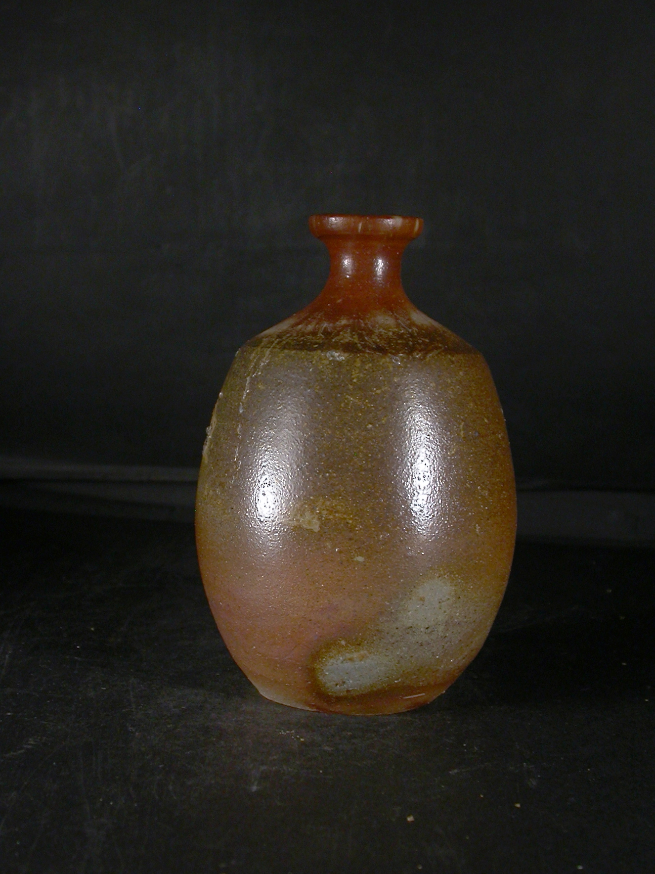 備前焼日幡光顕作花入れ共箱 伝統工芸士 日幡光顕 備前焼 耳付花入 共箱共布栞 花器 フラワー