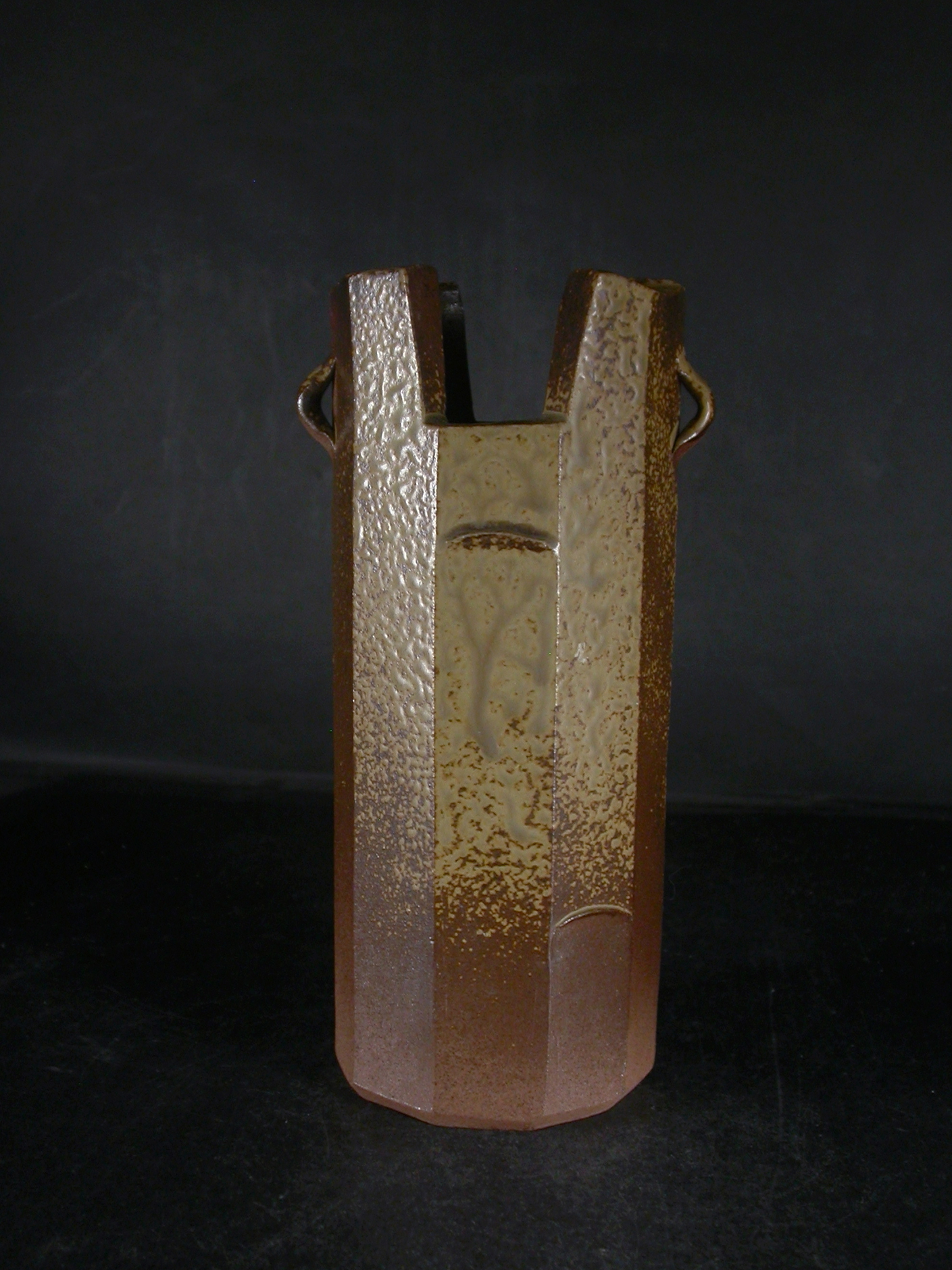 備前焼 登窯 備前焼物故作家 加村 香童 黄ゴマ面取花入1 備前焼卸