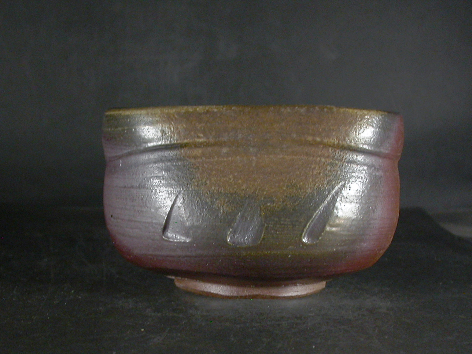 備前焼　登窯　備前焼窯元木村興楽園　１５代木村　長十郎友敬　四方桟共箱付き黄ゴマ轡抹茶茶碗３