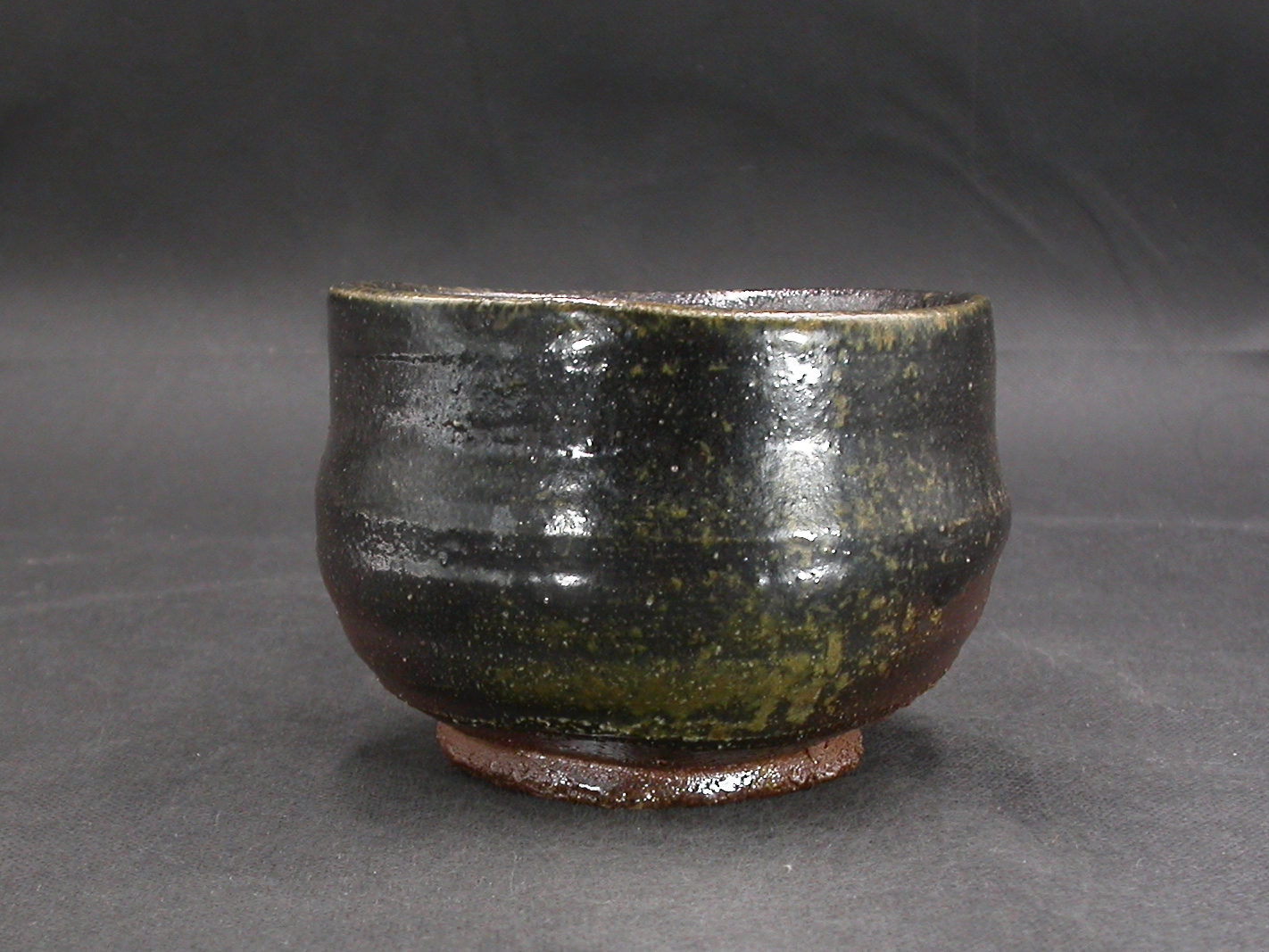 備前焼　登窯　備前焼中堅作家　大平　孝昭　共箱付伊部手黄ゴマ黒備前抹茶茶碗２