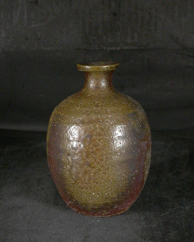お買得　備前焼　登窯　備前焼物故作家　浮田　曙　共箱付き桟切・黄ゴマ徳利２