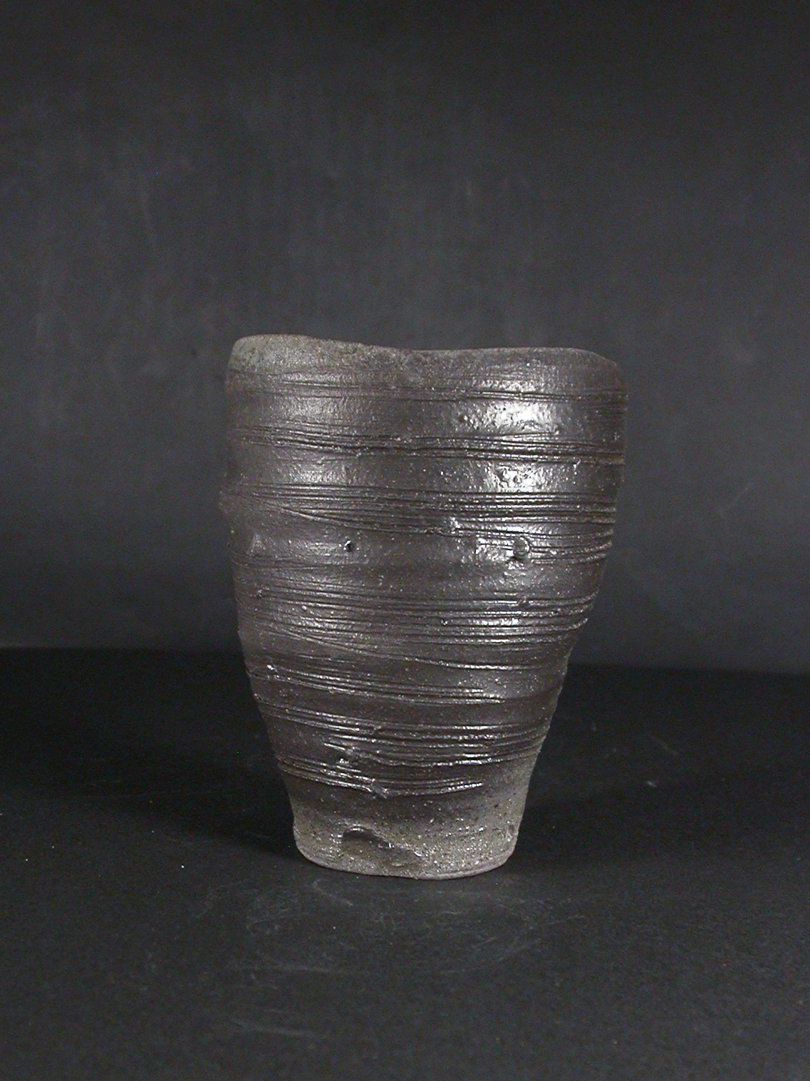 備前焼　穴窯　備前焼中堅作家　好本　敦郎　備前須恵ビール他グラス１