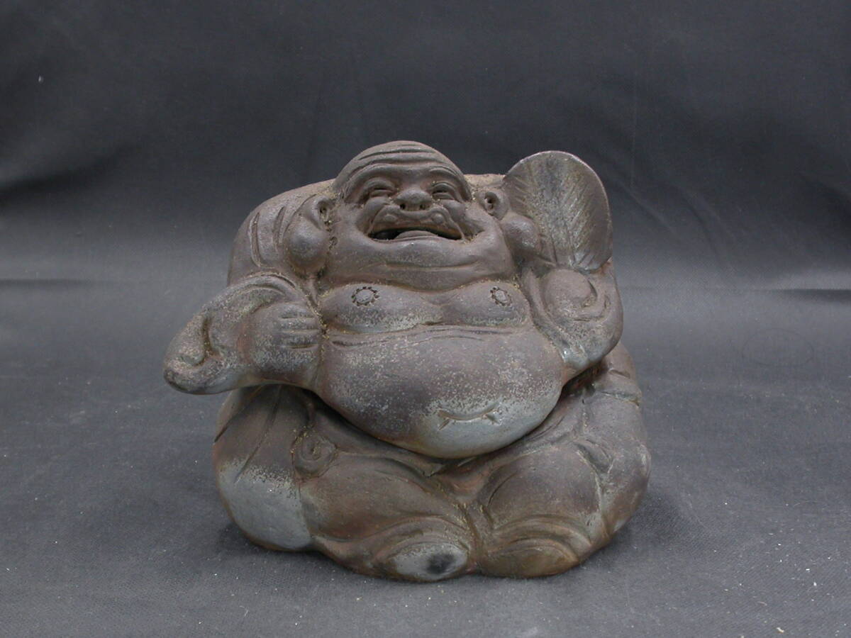 備前焼　登窯　備前焼物故作家　木南　知加選　共箱付き桟切・黄ゴマ布袋香炉１