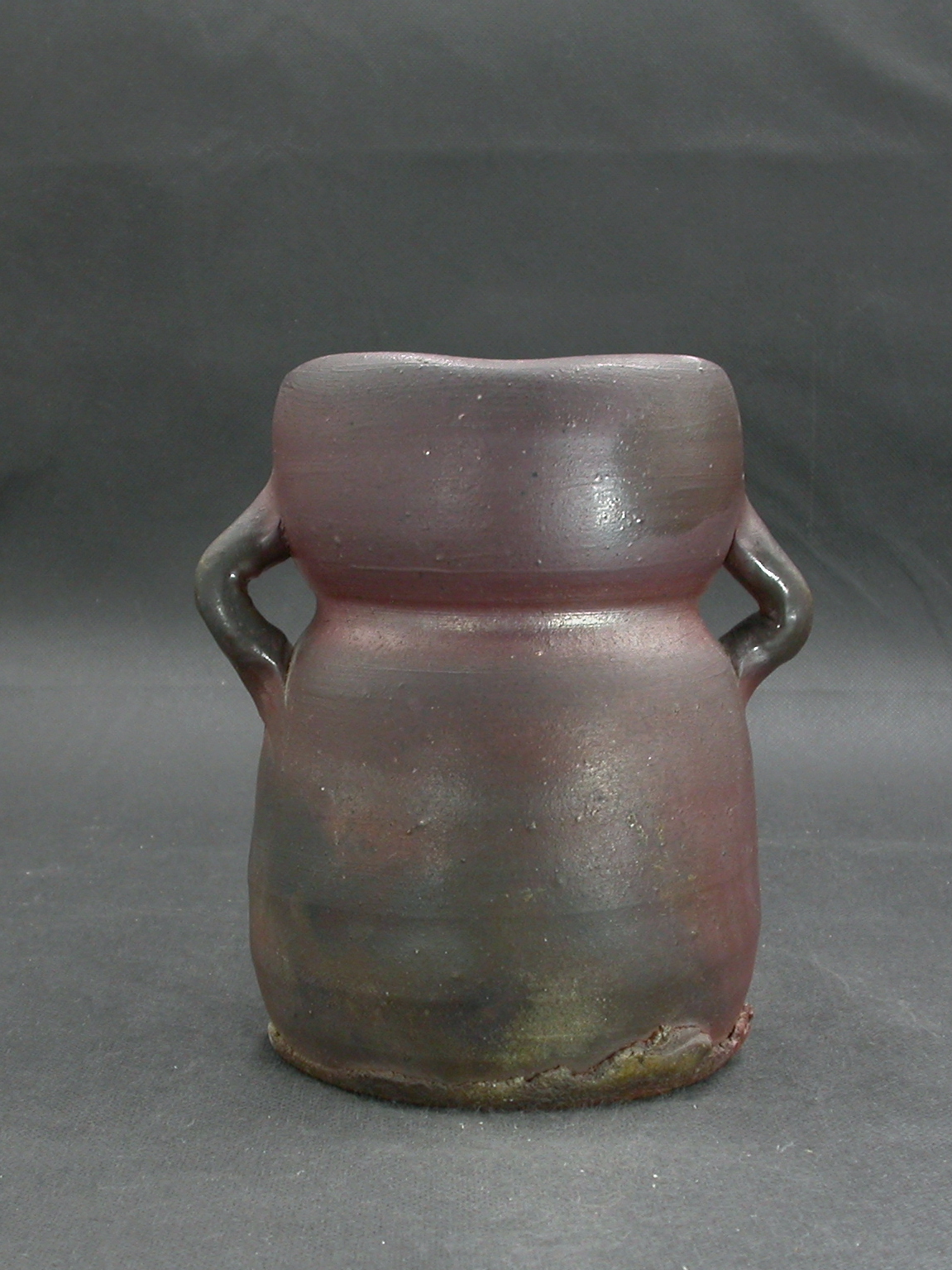 備前焼　登窯　備前焼伝統工芸士　延原　勝志　黄ゴマ耳付き花入１