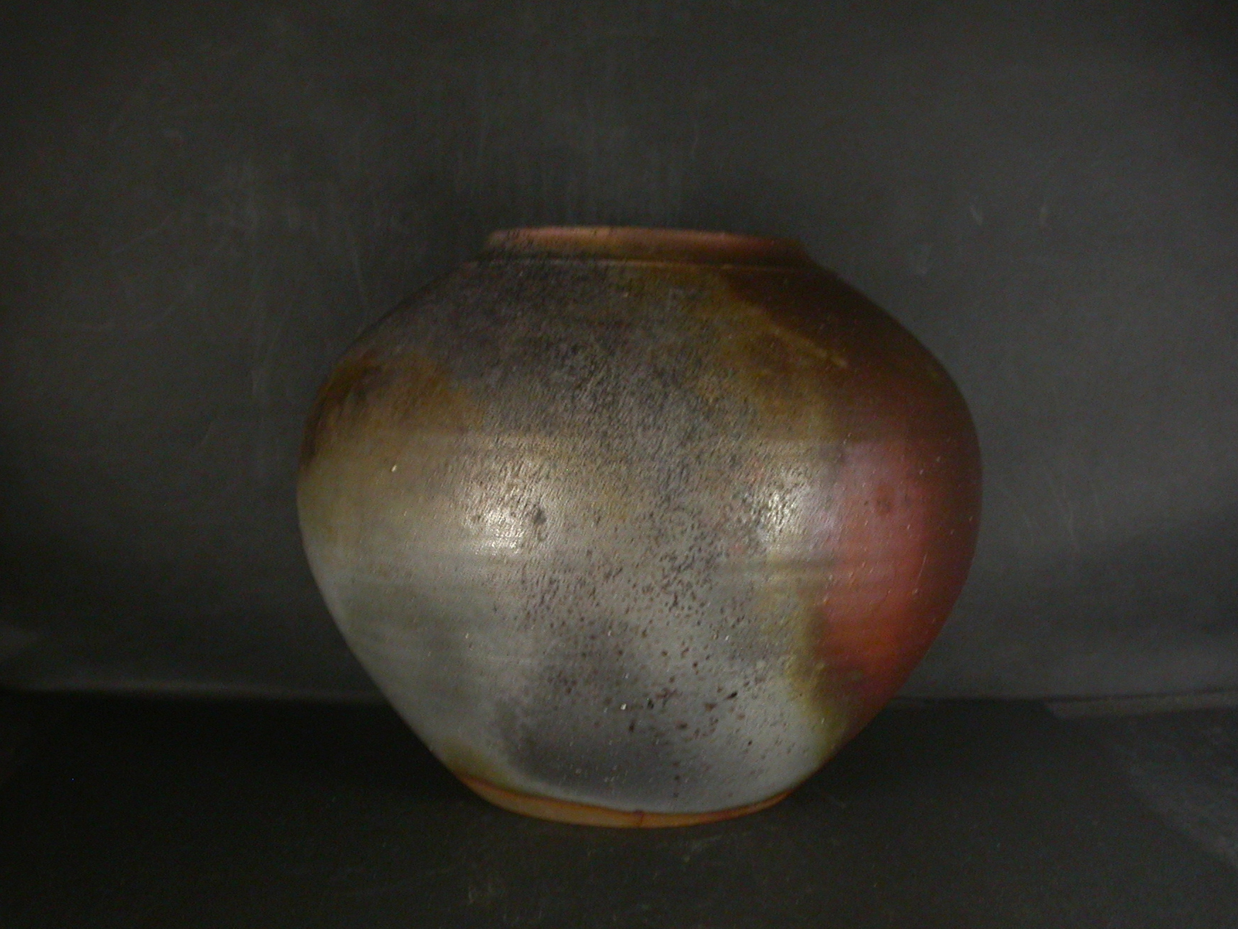 備前焼　登窯　備前焼物故作家　松笠　靖彦　共箱付き窯変大壺１