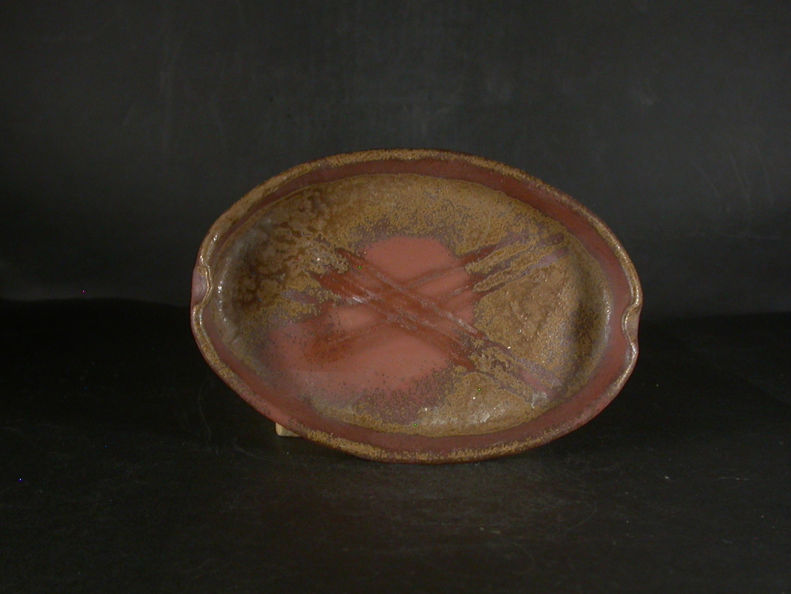 備前焼 登窯 備前焼物故作家 大饗 章 緋襷・黄ゴマ楕円皿6 備前焼卸