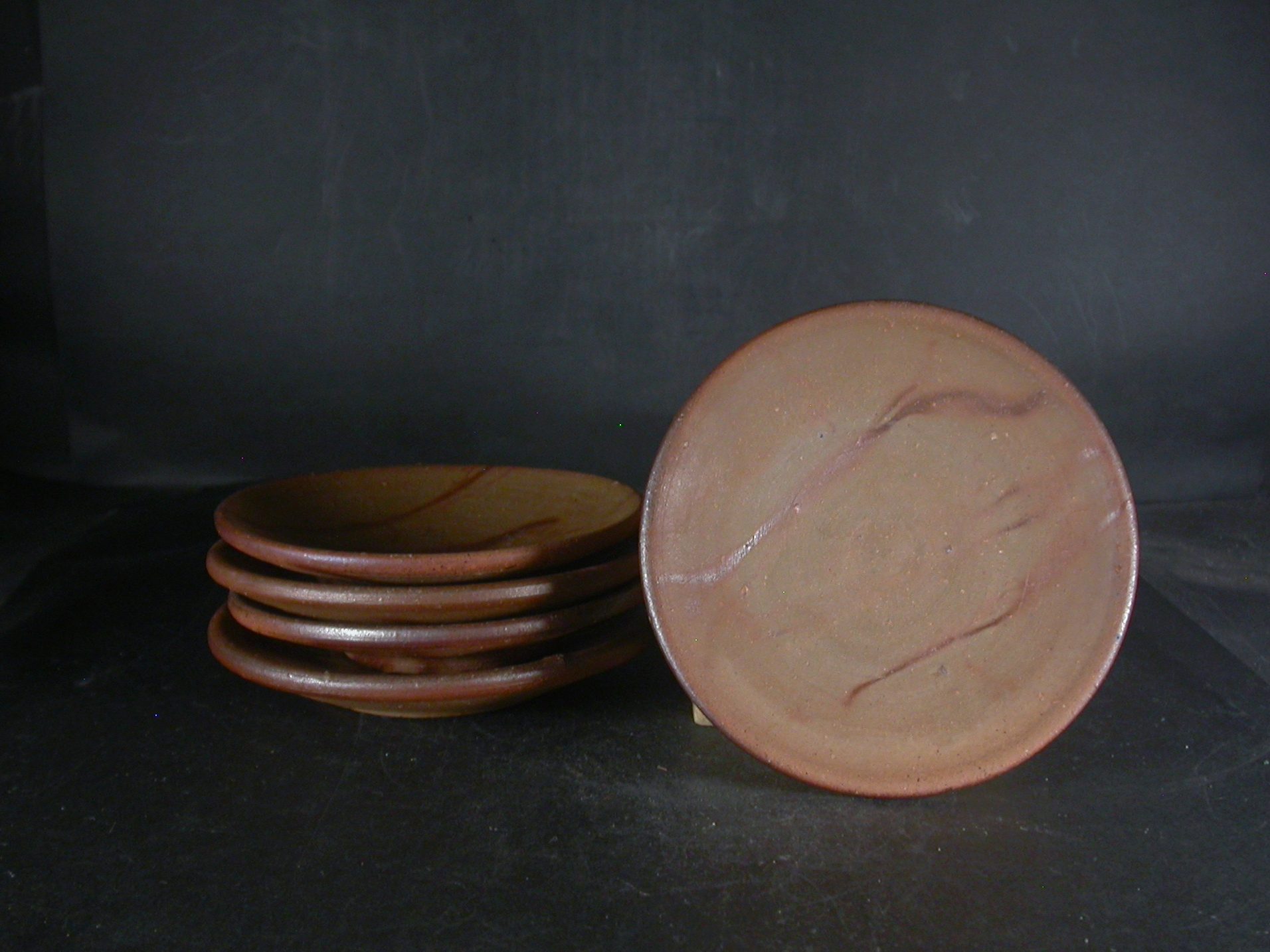 備前焼　穴窯　備前焼ベテラン作家　正宗　千春　共箱付き緋襷銘々皿５枚組１