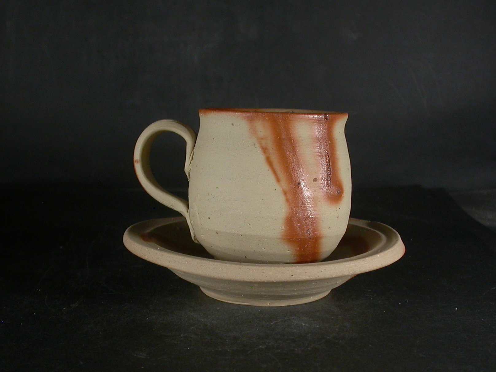 備前焼　備前焼中堅作家　竹内　靖之（山本）　最新作皿付緋襷コーヒーカップ８