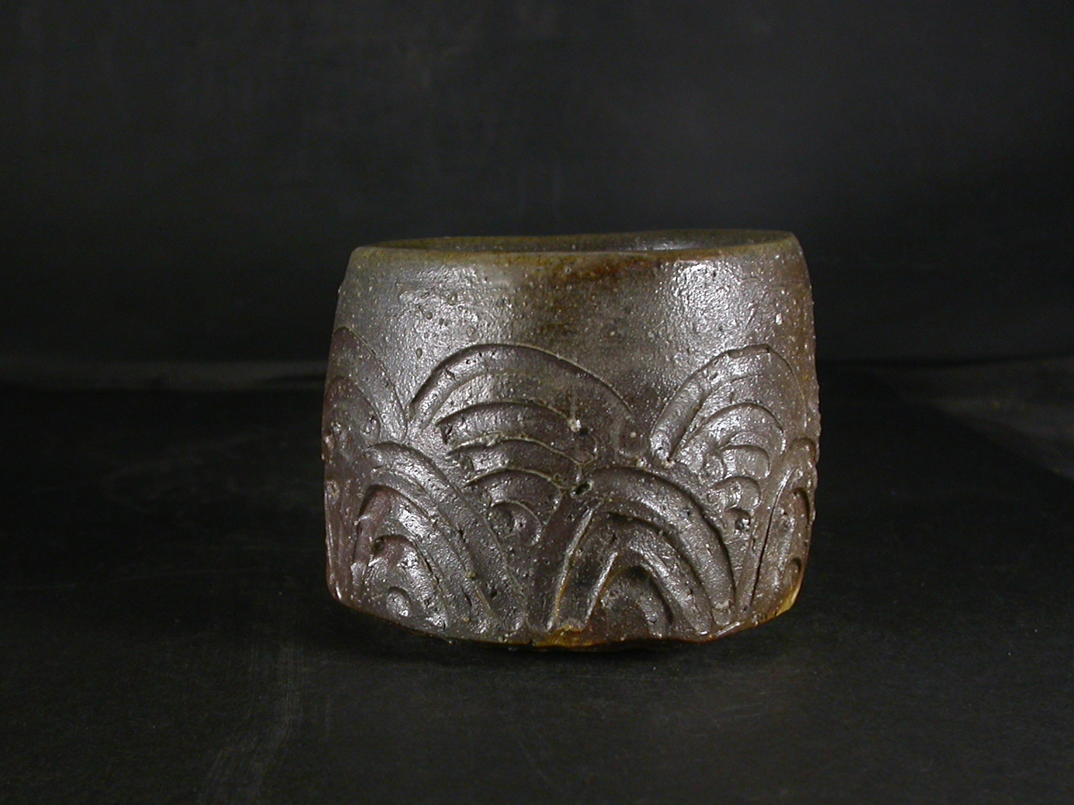 備前焼　登窯　備前焼中堅作家　竹内　靖之（山本）　最新作黄ゴマ削りフリーカップ９