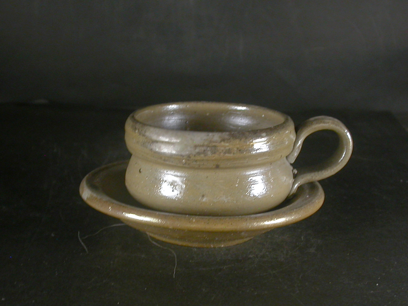 備前焼　登窯　備前焼中堅作家　竹内　靖之（山本）　最新作皿付き金彩・黄ゴマ青備前コーヒーカップ１２