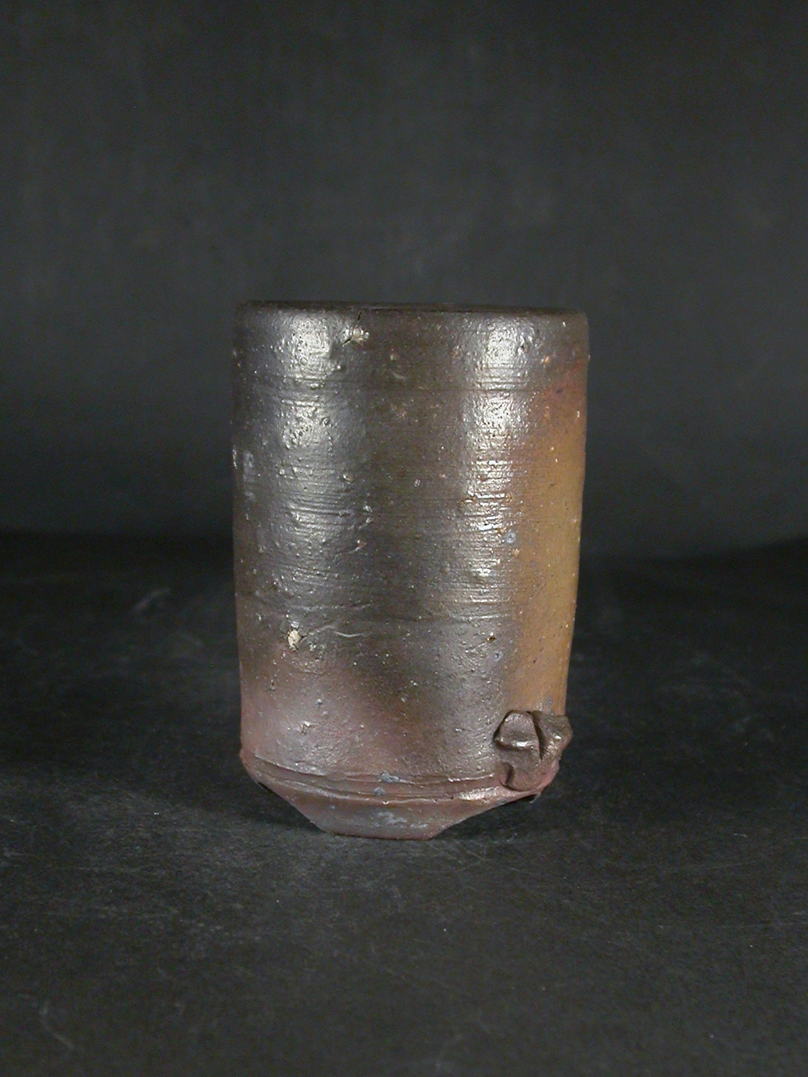 備前焼　登窯　備前焼女流作家　竹内　千恵（山本）　最新作黄ゴマ竹節ビール他グラス１