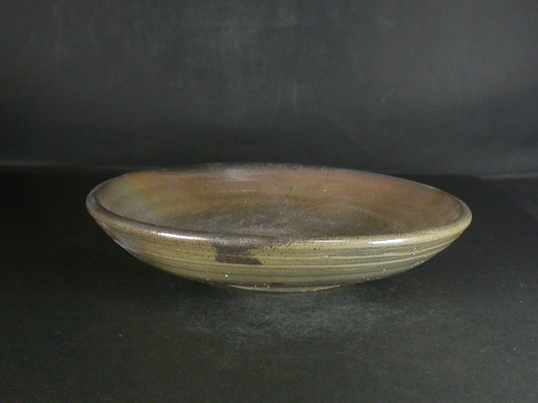 備前焼　登窯　備前焼中堅作家　竹内　靖之（山本）　最新作１９．５センチ金彩・黄ゴマ青備前深皿２６