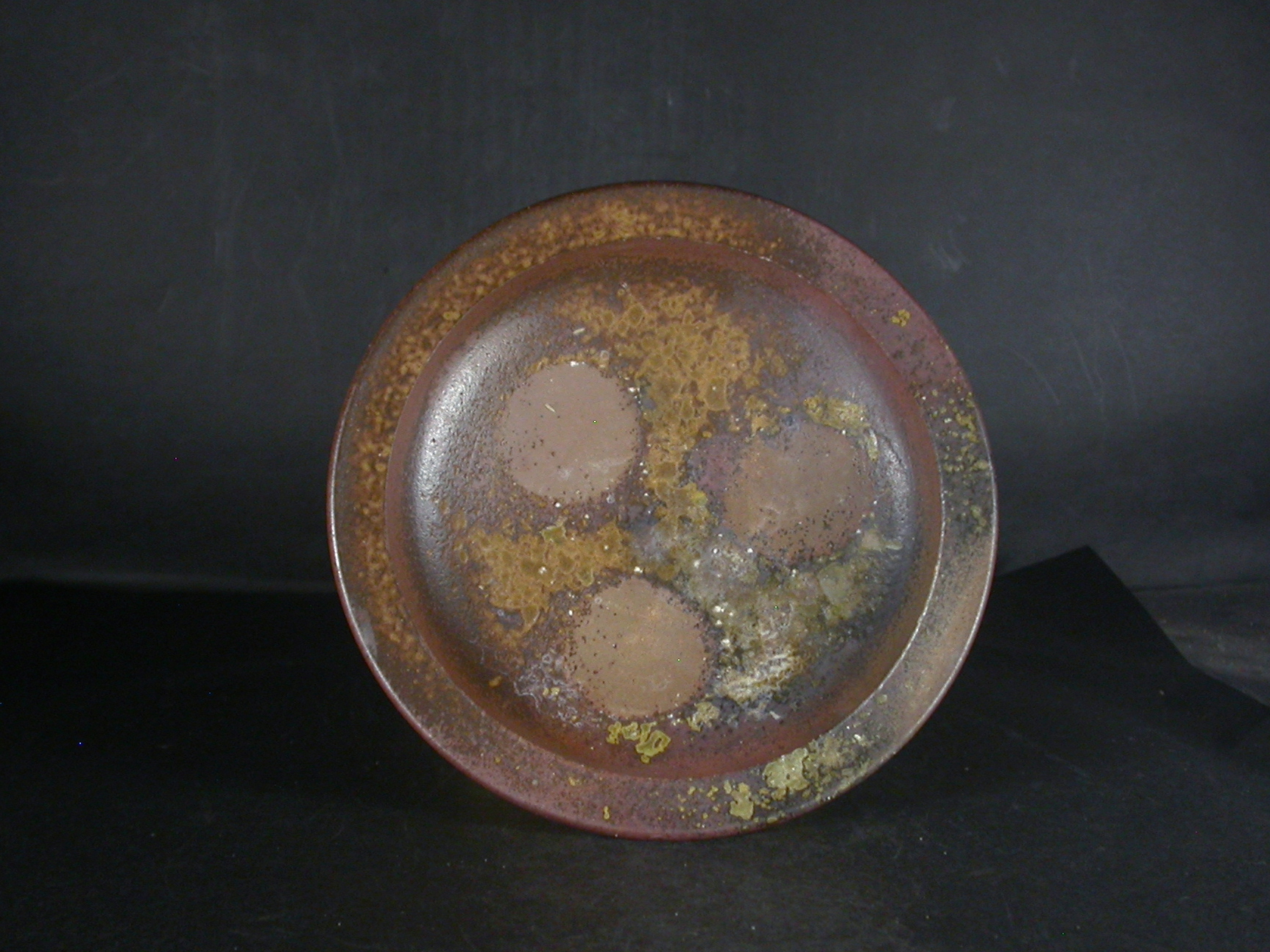 備前焼　登窯　備前焼中堅作家　竹内　靖之（山本）　最新作１６センチ黄ゴマ皿１４