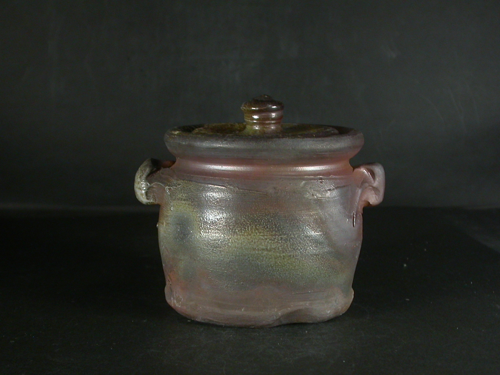 備前焼　登窯　備前焼中堅作家　竹内　靖之（山本）　最新作桟切・黄ゴマ耳付き蓋物４