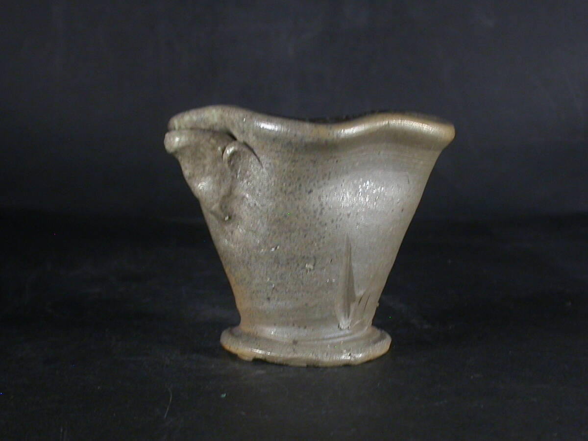 備前焼　登窯　備前焼中堅作家　竹内　靖之（山本）　最新作黄ゴマ青備前片口ぐい呑２８