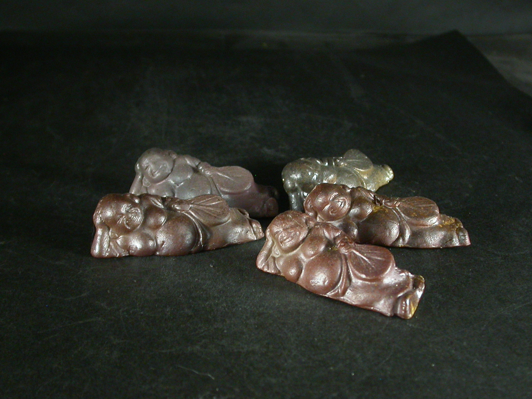 備前焼　備前焼中堅作家　竹内　靖之（山本）　寝布袋箸置５個組２