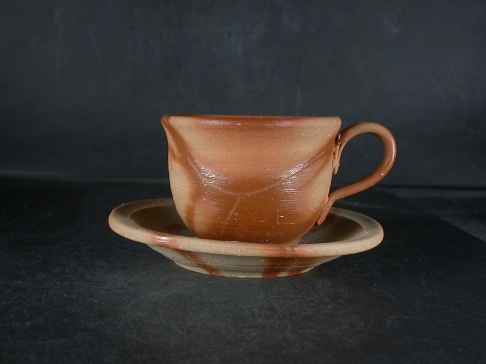 備前焼　備前焼中堅作家　竹内　靖之（山本）　最新作皿付緋襷コーヒーカップ４