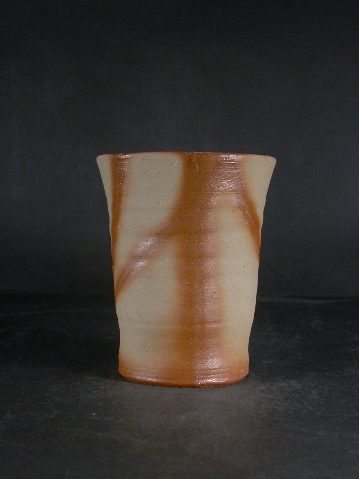 処分品　備前焼　登窯備前焼中堅作家　片岡　聖観　緋襷ビール他グラス７