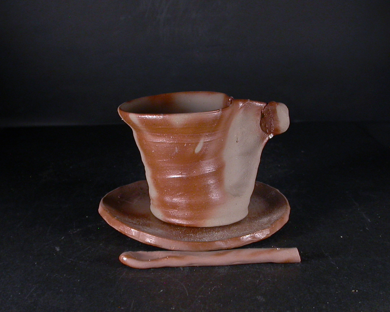 備前焼 備前焼中堅作家 片岡 聖観 皿・スプーン付き緋襷・黄ゴマ