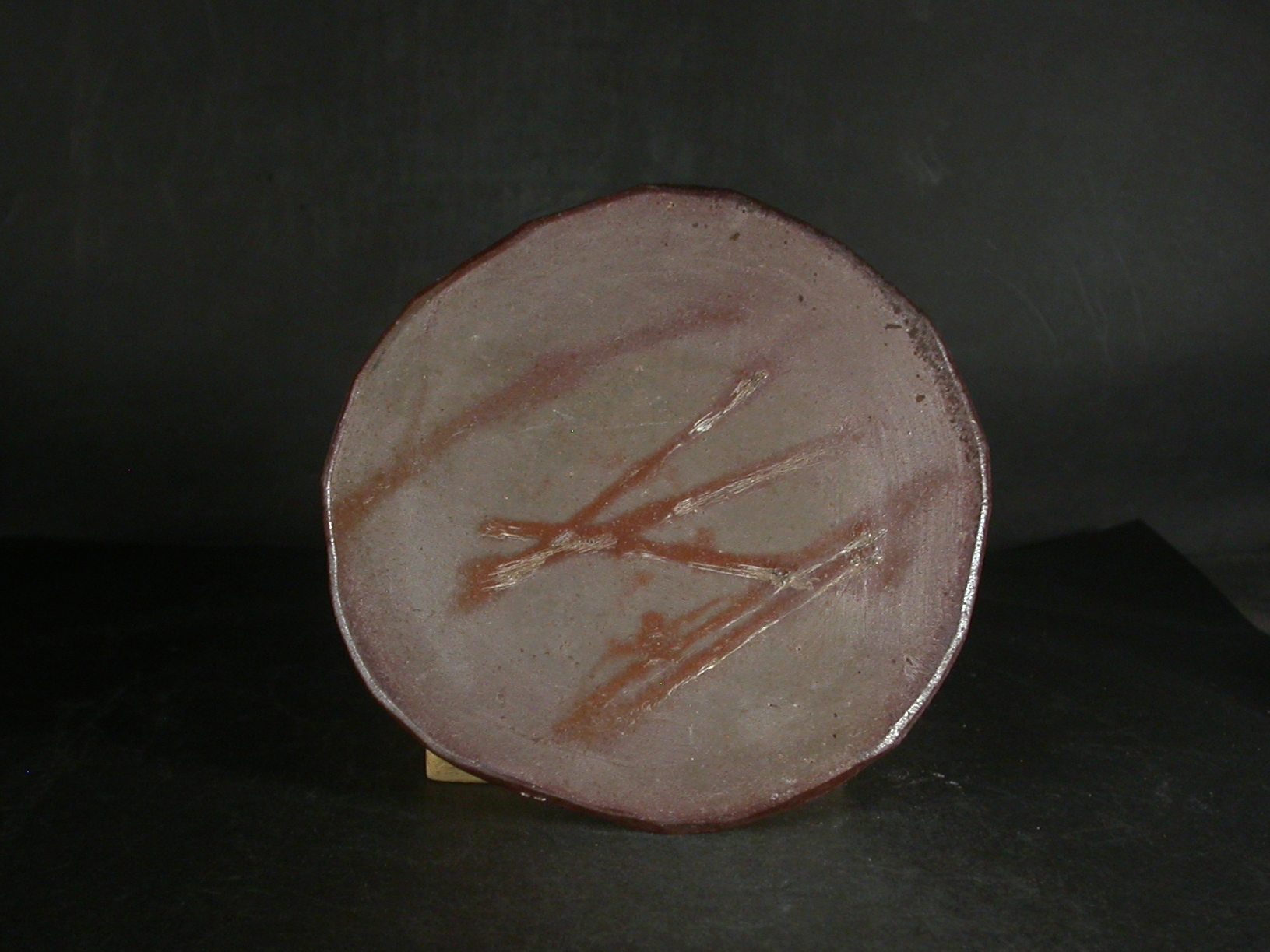 備前焼　登窯　備前焼中堅作家　片岡　聖観　緋襷叩き皿１９