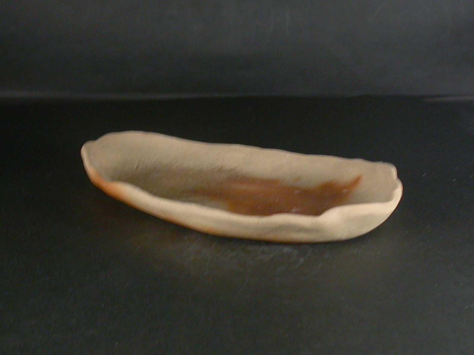 備前焼　備前焼中堅作家　片岡　聖観　１９．５センチ緋襷・黄ゴマ叩き楕円皿５