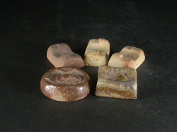 備前焼　登窯　備前焼異色作家　駒形　九磨　黄ゴマ箸置き５個組１