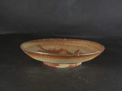 備前焼　穴窯　備前焼異色作家　吉岡　勝巳　最新作１５.５センチ緋襷・黄ゴマ皿３１