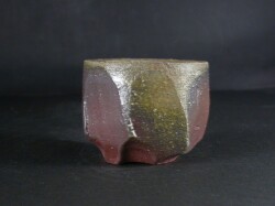 処分品　備前焼　穴窯　備前焼異色作家　吉岡　勝巳　最新作黄ゴマ面取り・鎬ぐい呑５
