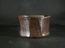 備前焼　穴窯　備前焼異色作家　吉岡　勝巳　最新作黄ゴマ面取フリーカップ１５