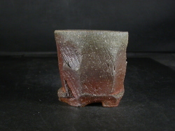 備前焼　穴窯　備前焼異色作家　吉岡　勝巳　最新作黄・青ゴマ面取り・鎬フリーカップ２３