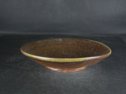 備前焼　穴窯　備前焼異色作家　吉岡　勝巳　最新作１６センチ黄ゴマ皿６５