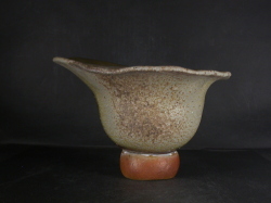 備前焼　登窯　備前焼物故作家　的野　求　窯変手捻り鉢・水盤２２