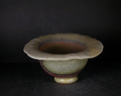 お買得　備前焼　登窯　備前焼物故作家　的野　求　窯変手捻り水盤・鉢４