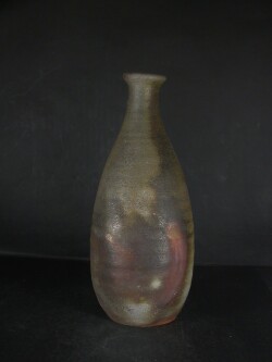 備前焼　登窯　備前焼物故作家　的野　求　窯変大徳利花入１