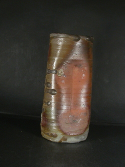 備前焼　登窯　備前焼物故作家　井上　武　共箱付き緋窯変花入２