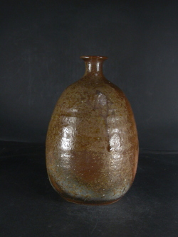 備前焼　登窯　備前焼女流作家　木村　素静　共箱付き黄ゴマ焼酎保存用大徳利・花入１