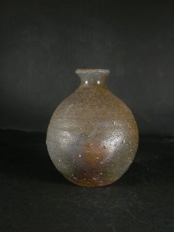 備前焼　登窯　備前市無形文化財　見附　文雄　共箱付き黄ゴマ徳利３