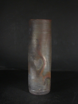 備前焼 登窯 備前焼窯元 南燦窯 平田 吉己 共箱付き銀彩・桟切筒花入2