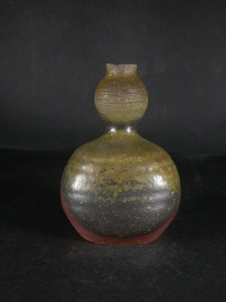 備前焼　登窯　備前焼中堅作家　中村　真一郎　共箱付き黄ゴマ瓢徳利２